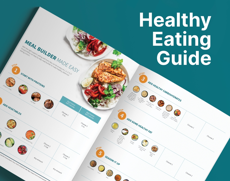 Healthy Eating Guide. The Mindful Eating Guide opened up to a page with a recipe outlined.